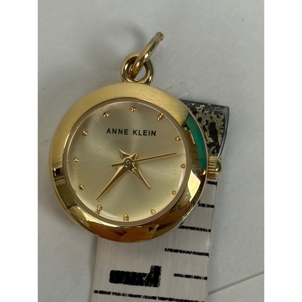 Anne Klein Pendant Watch Charm Gold Tone Vintage Style Japan Movement Round - Picture 4 of 4